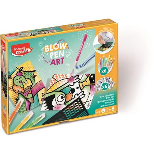 Fújós filctoll készlet, MAPED CREATIV, "Blow pen Art", csíkozás