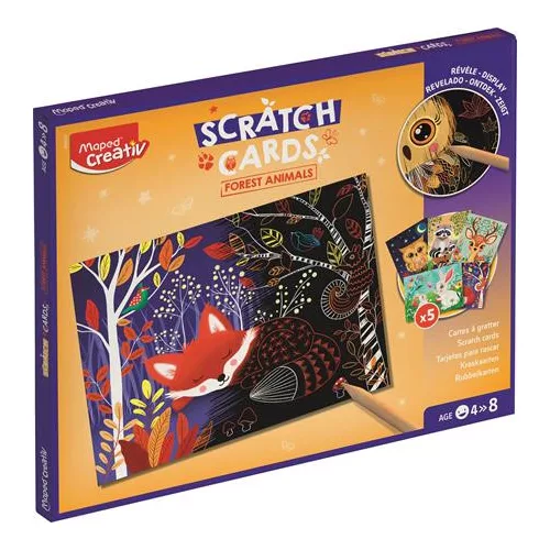 Képkarcoló készlet, erdei állatok, MAPED CREATIV "Scratch Cards"