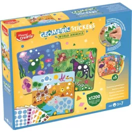   Matrica készlet, geometriai, MAPED CREATIV "Geometric Stickers", a világ állatai