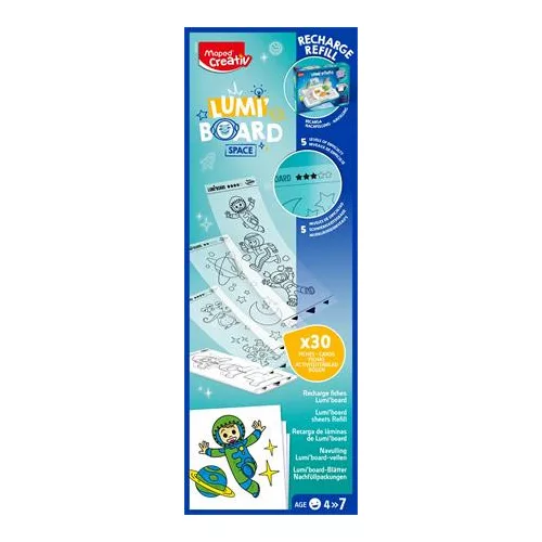 Kreatív rajzkészlet, kiegészítő sablon, MAPED CREATIV "Lumi Board", űrtematika