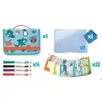 Kreatív készségfejlesztő tábla, átlátszó, törölhető, utazótáskával, MAPED CREATIV, "Travel Board", állati móka