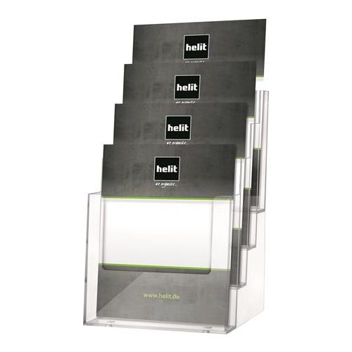Prospektustartó, asztali és fali, A5, 4 rekeszes, HELIT