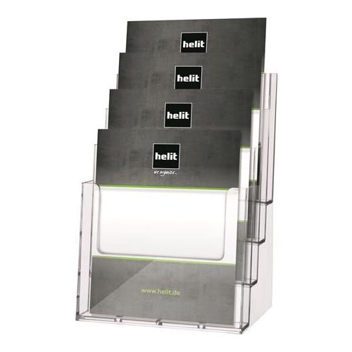 Prospektustartó, asztali, A4, 4 rekeszes, HELIT