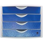 Irattároló, műanyag, 4 fiókos, HELIT "Chameleon", fehér-kék