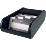 Névjegytartó, 300 db-os, rolós, fekvő, HELIT "Linear", fekete