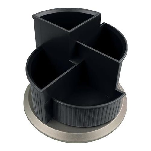 Írószertartó, forgatható, HELIT "Silver", fekete-ezüst