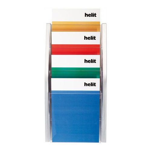 Katalógustartó, fali, A5, 4 rekeszes, HELIT, ezüst