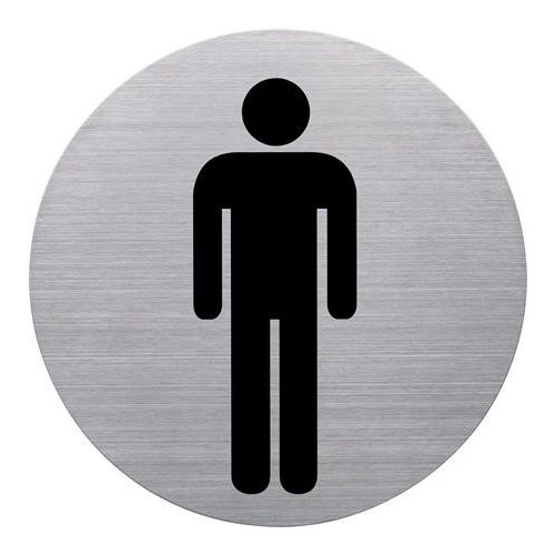 Információs tábla, rozsdamentes acél, HELIT, férfi mosdó