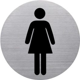Információs tábla, rozsdamentes acél, HELIT, női mosdó
