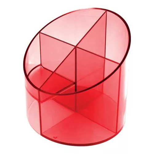 Írószertartó, 4 részes, HELIT "Economy", áttetsző piros