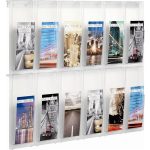 Prospektustartó, fali, 1/3 A4, 12 rekeszes, HELIT "Placativ", átlátszó