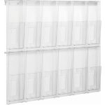 Prospektustartó, fali, 1/3 A4, 12 rekeszes, HELIT "Placativ", átlátszó