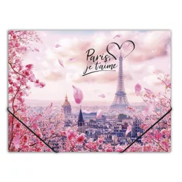   Gumis mappa, 15 mm, PP, A4, PANTA PLAST "Take me to Paris"