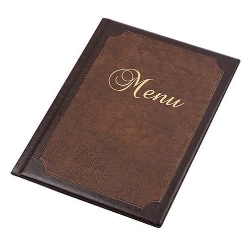 Étlaptartó, A4, bőrhatású, PANTA PLAST "Keretes Menu", sötétbarna-barna