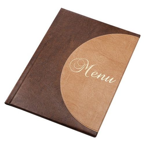 Étlaptartó, A4, bőrhatású, PANTA PLAST "Félkör Menu", sötétbarna-világos barna