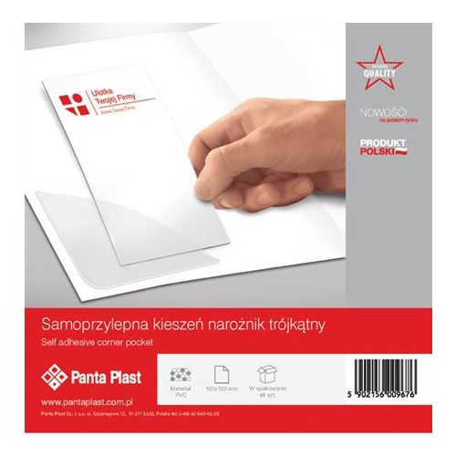 Sarokzseb, 120x120 mm, öntapadó, PANTA PLAST