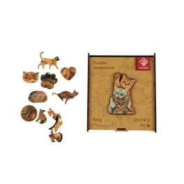   Puzzle, fa, A4, 90 darabos, PANTA PLAST "Cat's Family"