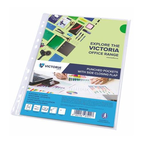 Genotherm, lefűzhető, oldalán hajtófüllel, A4, 150 mikron, víztiszta, VICTORIA OFFICE