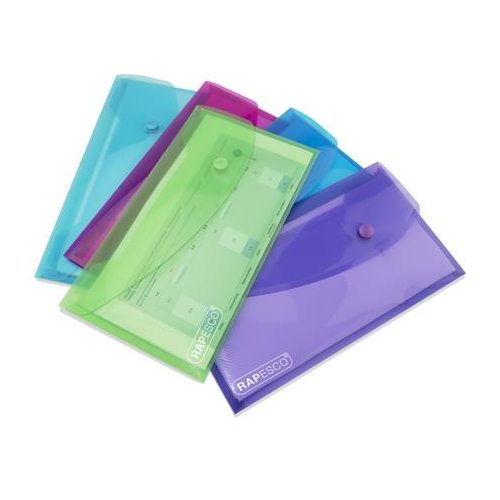 Irattartó tasak, DL, patentos, RAPESCO "Eco", áttetsző vegyes színek