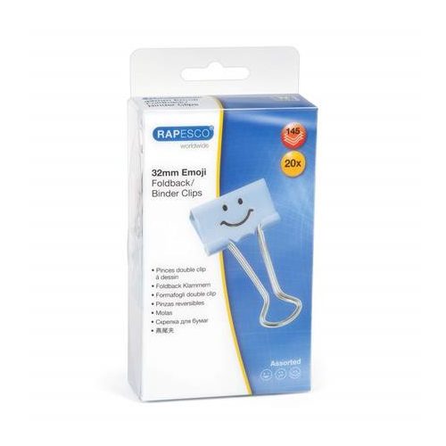 Bindercsipesz, 32 mm, "Fun", RAPESCO, világoskék