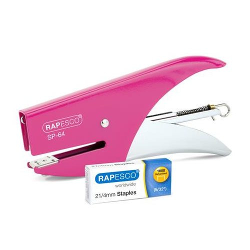 Tűzőgép, kézi, 21/4, 12 lap, RAPESCO "SP-64", rózsaszín