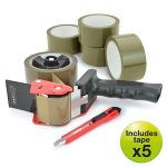 Csomagzáró gép, RAPESCO "Germ-Savvy® 960", 5 db barna csomagolószalaggal, 1 db késsel