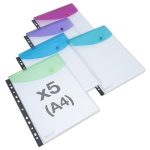 Irattartó tasak, A4+, lefűzhető, patentos, RAPESCO "Eco", áttetsző vegyes színek