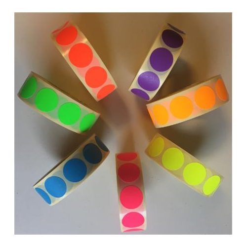 Etikett, 20 mm kör, 1000 etikett/tekercs, fluo piros