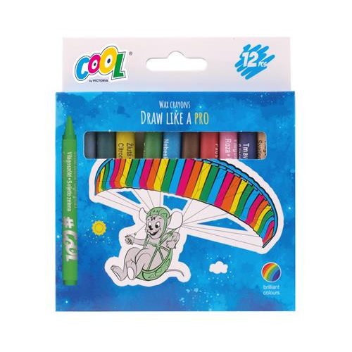 Zsírkréta, kerek, COOL BY VICTORIA, 12 különböző szín