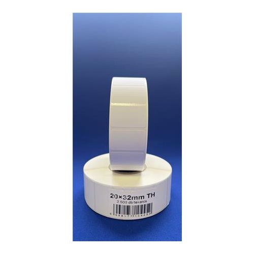 Etikett, thermo, 20x32 mm, 2500 etikett/tekercs, fehér