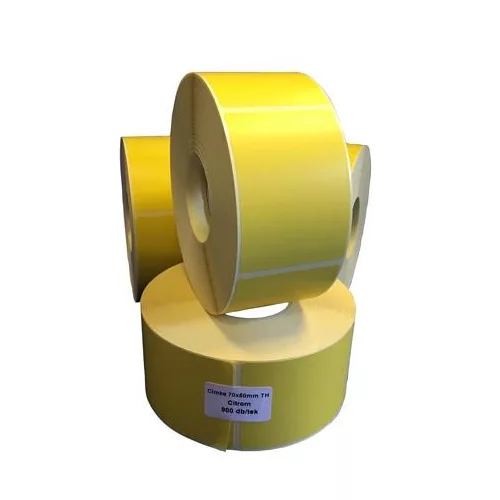 Etikett, thermo, 70x50 mm, 900 etikett/tekercs, citromsárga