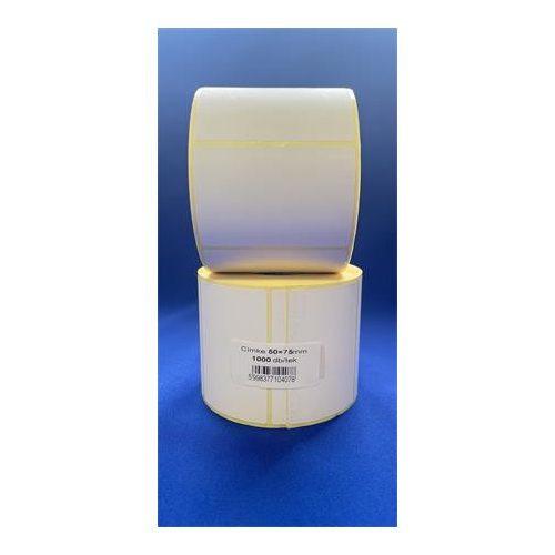 Etikett, thermo, 50x75 mm, 1000 etikett/tekercs, fehér