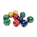 Dobókocka, műanyag, színes, 10 darab