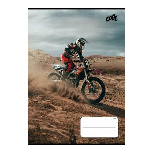 Füzet, tűzött, A5, vonalas, 32 lap, 4-8. osztály, COOL BY VICTORIA "Motocross", "21-32"