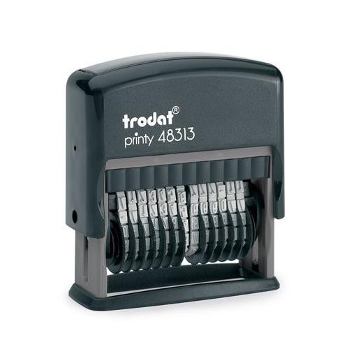 Számbélyegző, TRODAT, "Printy 48313", fekete ház, fekete párnával