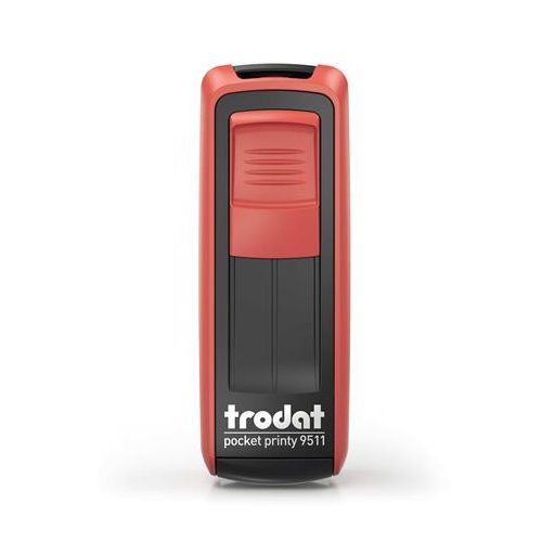 Bélyegző, TRODAT "Pocket Printy 9511", piros ház, fekete párnával