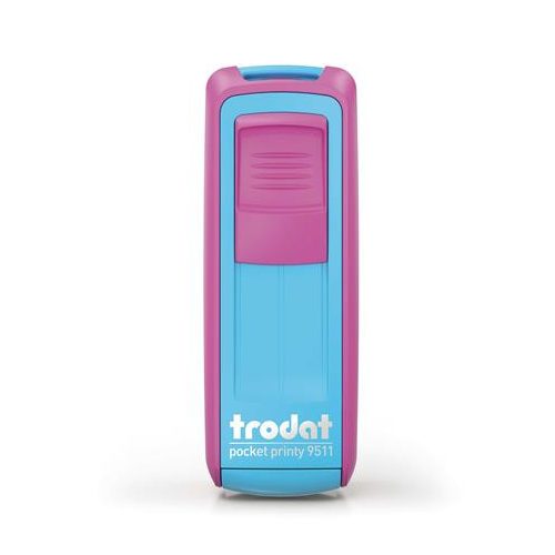 Bélyegző, TRODAT "Pocket Printy 9511", pink-türkiz ház, fekete párnával