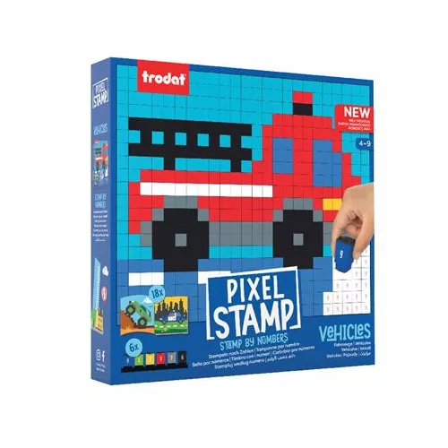 Kreatív foglalkoztató füzet, bélyegzős, TRODAT "Creativ Pixelstamp",  járművek