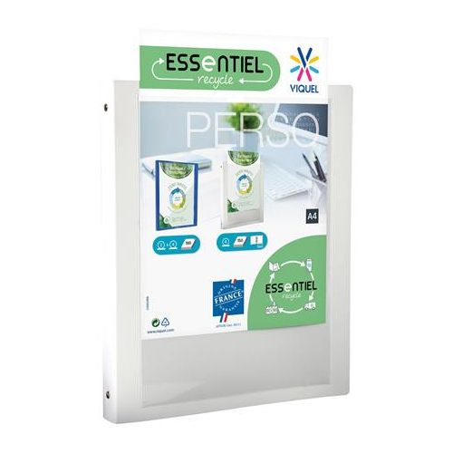 Gyűrűs könyv, panorámás, 4 gyűrű, 25 mm, A4, PP, VIQUEL "Essentiel Perso", fehér