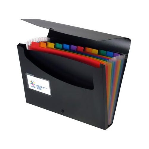 Harmonikamappa, PP, 12 rekeszes, VIQUEL "Rainbow Class", fekete