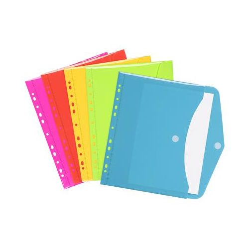 Irattartó tasak, A4, PP, patentos, VIQUEL "Happy Fluo", vegyes