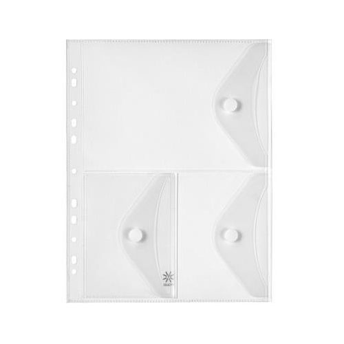 Irattartó tasak, A4, PP, patentos, 3 rekeszes, VIQUEL "Pockets", áttetsző