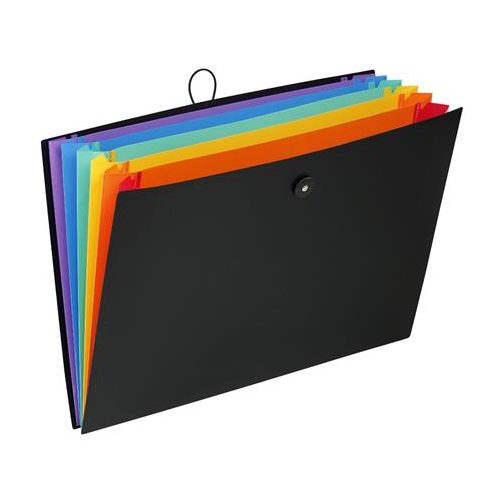 Harmonikamappa, PP, A3, 6 rekeszes, VIQUEL "Rainbow Class", fekete