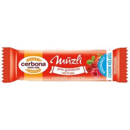 Müzliszelet, 20 g, CERBONA, piros gyümölcsös