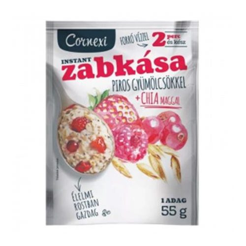 Zabkása, 55 g, CORNEXI, piros gyümölcsös-chia maggal