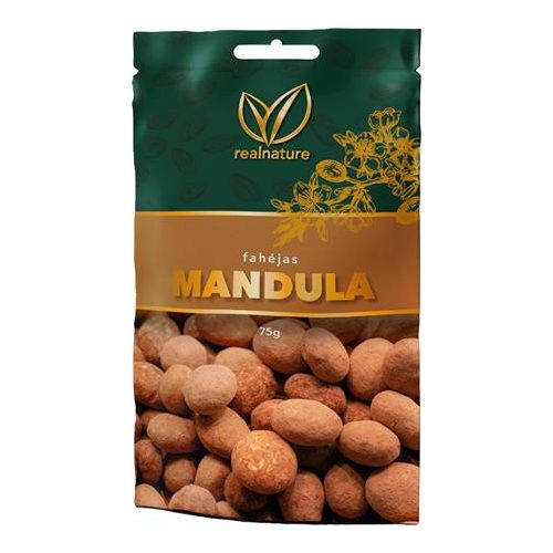Mandula, 75 g, REAL NATURE, tejcsokoládés-fahéjas