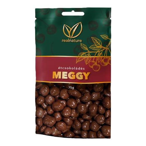 Aszalt meggy, 75 g, REAL NATURE, étcsokoládés