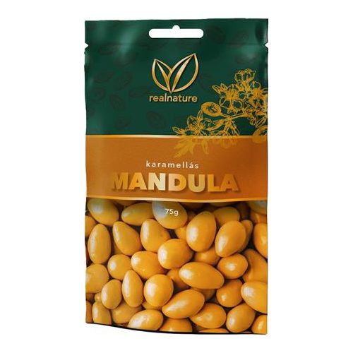 Mandula, 75 g, REAL NATURE, karamellás