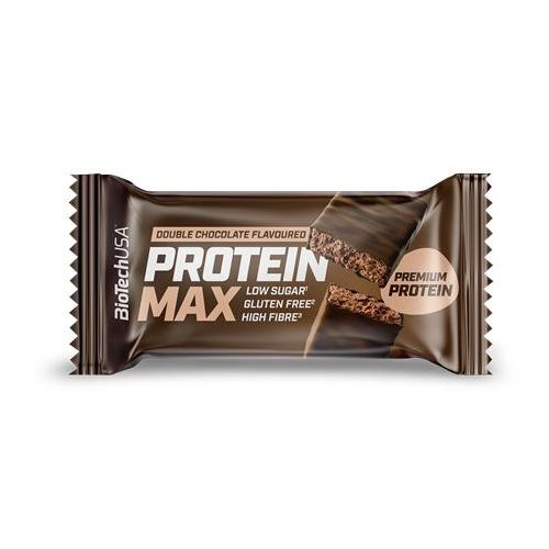 Fehérjeszelet, gluténmentes, 45g, BIOTECH USA "Protein Max", dupla csokoládé