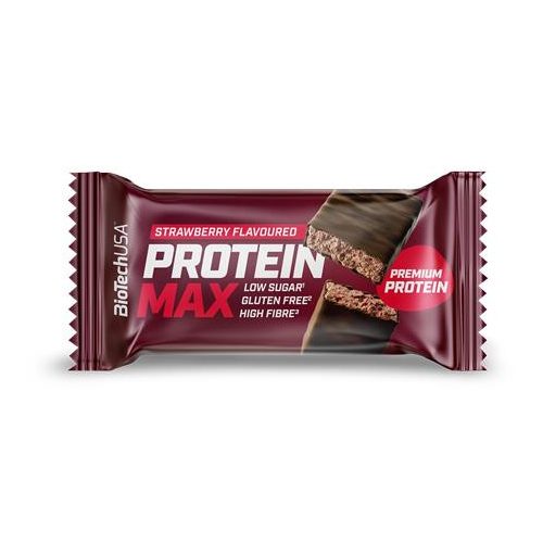 Fehérjeszelet, gluténmentes, 45g, BIOTECH USA "Protein Max", eper